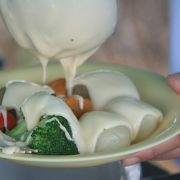 ふらのワインぶどう祭りのチーズフォンデュ