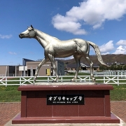 優駿記念館に建つオグリキャップの像