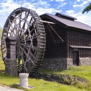 三笠の道の駅の水車 三笠の道の駅の水車